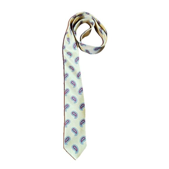 Polo By Ralph Lauren Tie Yellow Paisley Designer Tie Career Office VTG Job - Picture 1 of 5